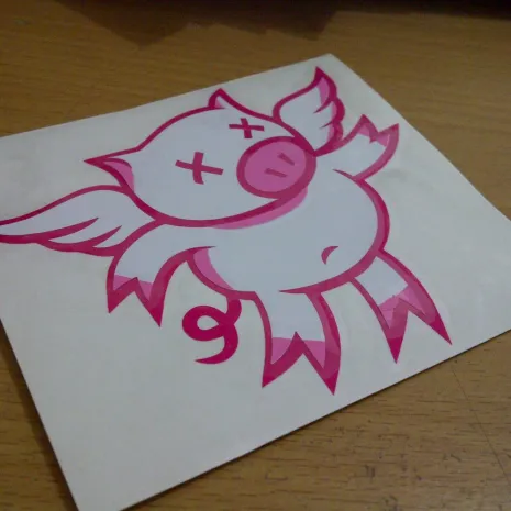 JDM Style Sticker flying pig  flying pig 10x9cm 7rb